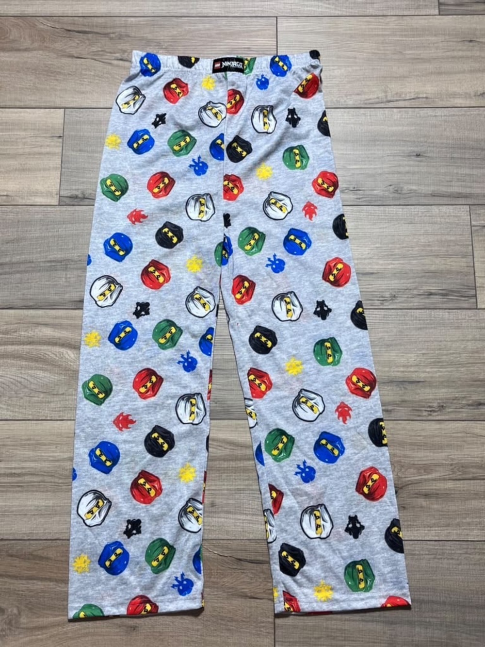 Lego Boys Ninjago Ninja Head Print Pajama Pants Size XL Gray